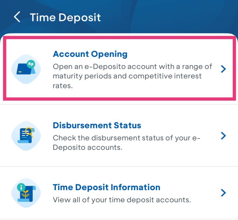 myBCA から Account Opening を選ぶ