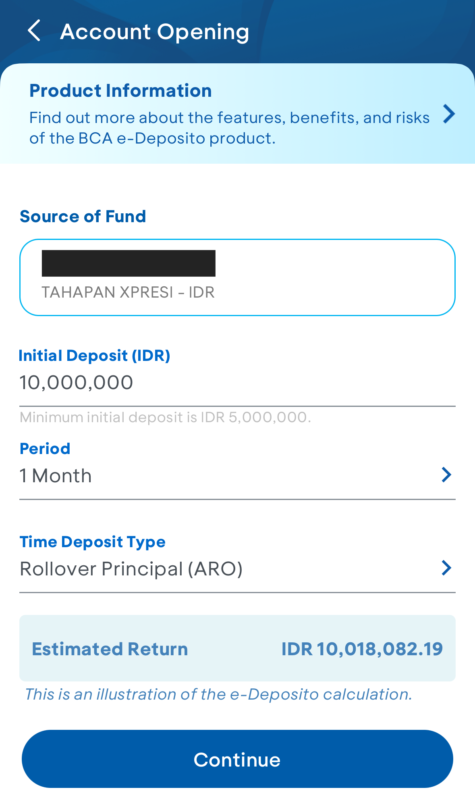 預け入れ金額、預け入れ期間、満期時の更新方法を選んで「次へ」