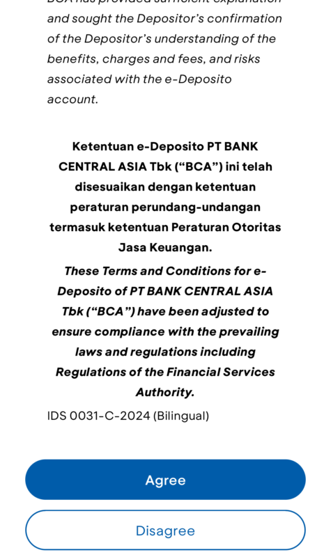 e-Deposito の契約書に同意して「次へ」